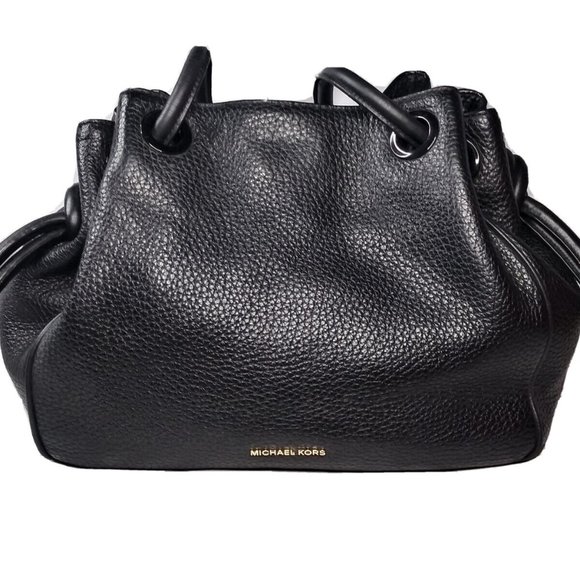 Michael Kors Handbag Purse Dalia 30T6GDYE3L Drawstring Pebbled Leather Black - Picture 3 of 9